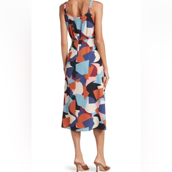 LUSH Nordstrom Geometric Print Side Tie Midi Wrap Dress Size Small - Picture 2 of 11
